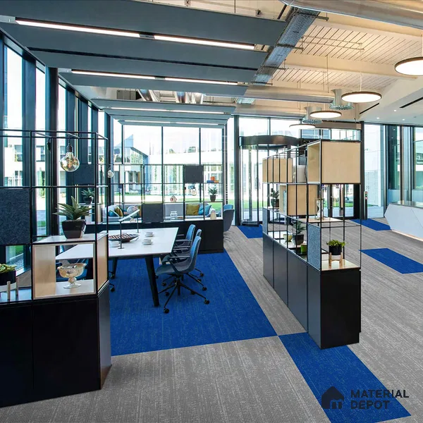 Blue Accent Carpet Tile CF 00103 H 25 x 100 cm | PVC (Glass Enforced) Backing 100% Solution Dyed Nylon - 7 mm | 10 Year Carpet Wear Warranty