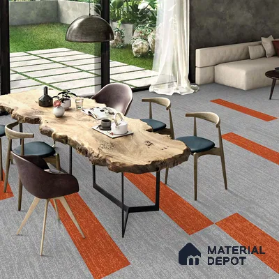 Orange Accent Carpet Tile CF 00103 I 25 x 100 cm | PVC (Glass Enforced) Backing 100% Solution Dyed Nylon - 7 mm | 10 Year Carpet Wear Warranty