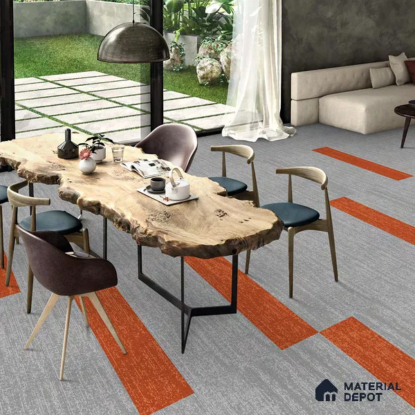 Orange Accent Carpet Tile CF 00103 I 25 x 100 cm | PVC (Glass Enforced) Backing 100% Solution Dyed Nylon - 7 mm | 10 Year Carpet Wear Warranty