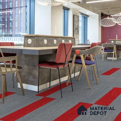 Red Accent Carpet Tile CF 00103 J 25 x 100 cm | PVC (Glass Enforced) Backing 100% Solution Dyed Nylon - 7 mm | 10 Year Carpet Wear Warranty