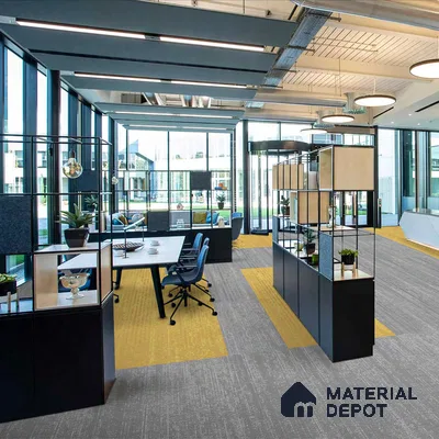 Yellow Accent Carpet Tile CF 00103 K 25 x 100 cm | PVC (Glass Enforced) Backing 100% Solution Dyed Nylon - 7 mm | 10 Year Carpet Wear Warranty