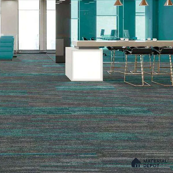 Grey/C.Blue 100 x 25 cm Carpet Tile | E+ Backing 100 % Duratron Nylon - 4.9 mm | 10 Year Carpet Wear Warranty