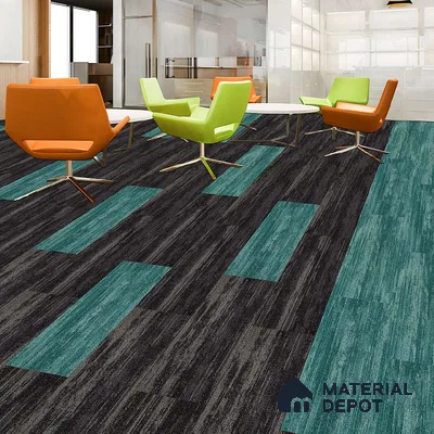 Cyan Blue 100 x 25 cm Carpet Tile | E+ Backing 100 % Duratron Nylon - 4.9 mm | 10 Year Carpet Wear Warranty
