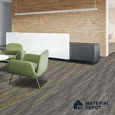Grey/L.Green 100 x 25 cm Carpet Tile | E+ Backing 100 % Duratron Nylon - 4.9 mm | 10 Year Carpet Wear Warranty