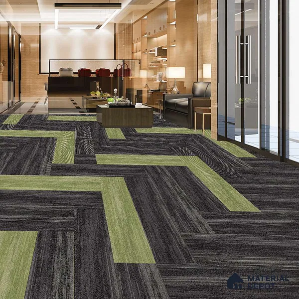Lime Green 100 x 25 cm Carpet Tile | E+ Backing 100 % Duratron Nylon - 4.9 mm | 10 Year Carpet Wear Warranty