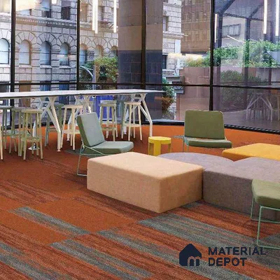 Grey/D.Orange 100 x 25 cm Carpet Tile | E+ Backing 100 % Duratron Nylon - 4.9 mm | 10 Year Carpet Wear Warranty
