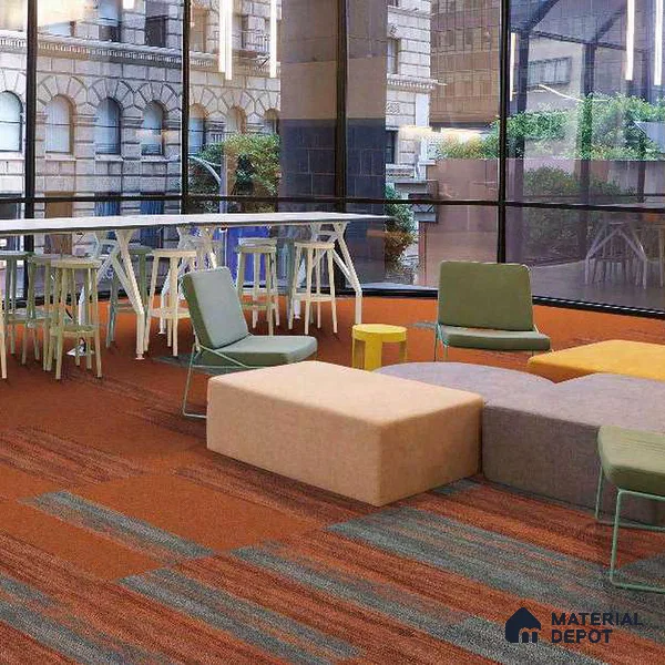 Grey/D.Orange 100 x 25 cm Carpet Tile | E+ Backing 100 % Duratron Nylon - 4.9 mm | 10 Year Carpet Wear Warranty