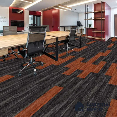 Deep Orange 100 x 25 cm Carpet Tile | E+ Backing 100 % Duratron Nylon - 4.9 mm | 10 Year Carpet Wear Warranty