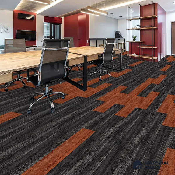 Deep Orange 100 x 25 cm Carpet Tile | E+ Backing 100 % Duratron Nylon - 4.9 mm | 10 Year Carpet Wear Warranty