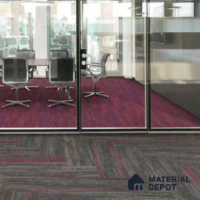 Grey/Purple 100 x 25 cm Carpet Tile | E+ Backing 100 % Duratron Nylon - 4.9 mm | 10 Year Carpet Wear Warranty