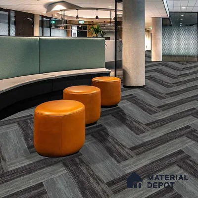 Dark Grey 100 x 25 cm Carpet Tile | E+ Backing 100 % Duratron Nylon - 4.9 mm | 10 Year Carpet Wear Warranty