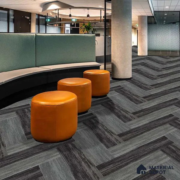 Dark Grey 100 x 25 cm Carpet Tile | E+ Backing 100 % Duratron Nylon - 4.9 mm | 10 Year Carpet Wear Warranty