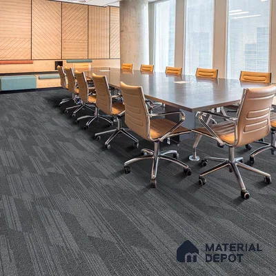 Light Grey Carpet Tile CF 00100 B  25 x100 cm | PVC Backing & 100% Solution Dyed Nylon 6 Fibre - 5 mm | 10 Year Carpet Wear Warranty
