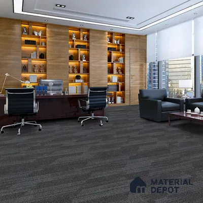 Dark/Grey Carpet Tile CF 00100 C  25 x100 cm | PVC Backing & 100% Solution Dyed Nylon 6 Fibre - 5 mm | 10 Year Carpet Wear Warranty