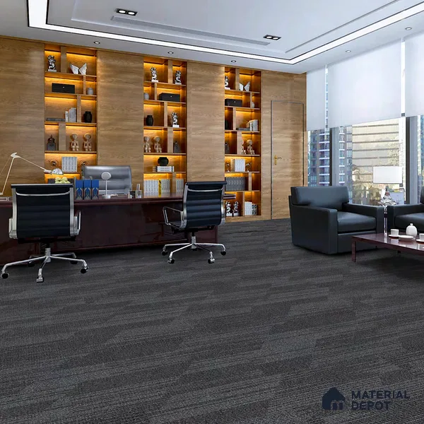 Dark/Grey Carpet Tile CF 00100 C 25 x100 cm | PVC Backing & 100% Solution Dyed Nylon 6 Fibre - 5 mm | 10 Year Carpet Wear Warranty