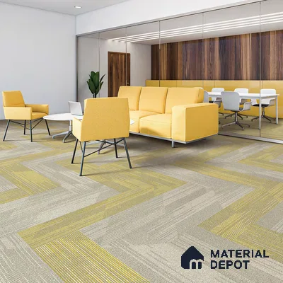 Beige/Yellow Carpet Tile CF 00100 D  25 x100 cm | PVC Backing & 100% Solution Dyed Nylon 6 Fibre - 5 mm | 10 Year Carpet Wear Warranty