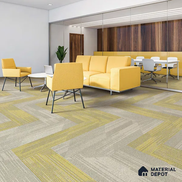 Beige/Yellow Carpet Tile CF 00100 D  25 x100 cm | PVC Backing & 100% Solution Dyed Nylon 6 Fibre - 5 mm | 10 Year Carpet Wear Warranty