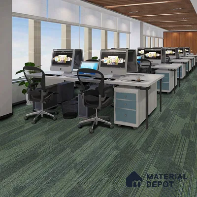 Light Grey/Green Carpet Tile CF 00100 E  25 x100 cm | PVC Backing & 100% Solution Dyed Nylon 6 Fibre - 5 mm | 10 Year Carpet Wear Warranty