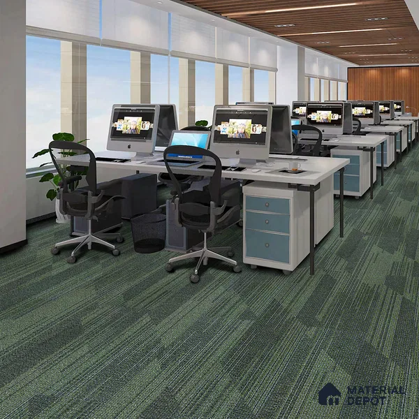 Light Grey/Green Carpet Tile CF 00100 E 25 x100 cm | PVC Backing & 100% Solution Dyed Nylon 6 Fibre - 5 mm | 10 Year Carpet Wear Warranty