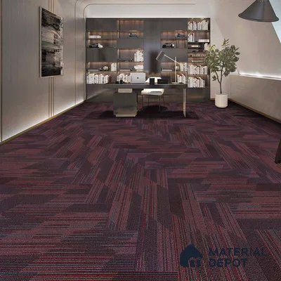 D.Grey/Red Carpet Tile CF 00100 F  25 x100 cm | PVC Backing & 100% Solution Dyed Nylon 6 Fibre - 5 mm | 10 Year Carpet Wear Warranty