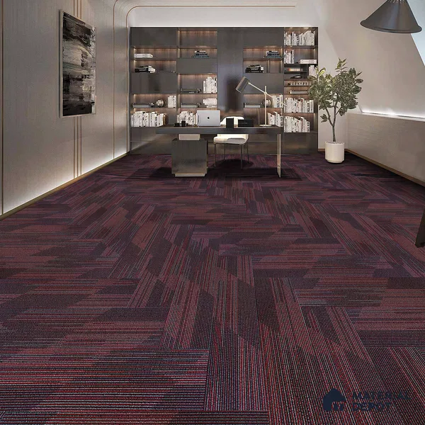 D.Grey/Red Carpet Tile CF 00100 F 25 x100 cm | PVC Backing & 100% Solution Dyed Nylon 6 Fibre - 5 mm | 10 Year Carpet Wear Warranty