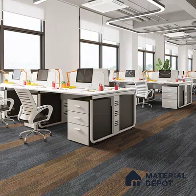 D.Grey/Orange Carpet Tile CF 00100 H  25 x100 cm | PVC Backing & 100% Solution Dyed Nylon 6 Fibre - 5 mm | 10 Year Carpet Wear Warranty