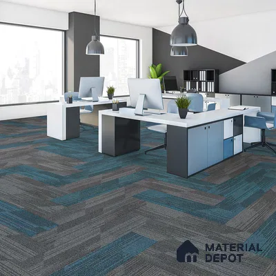 Light Grey/Blue Carpet Tile CF 00100 G  25 x100 cm | PVC Backing & 100% Solution Dyed Nylon 6 Fibre - 5 mm | 10 Year Carpet Wear Warranty