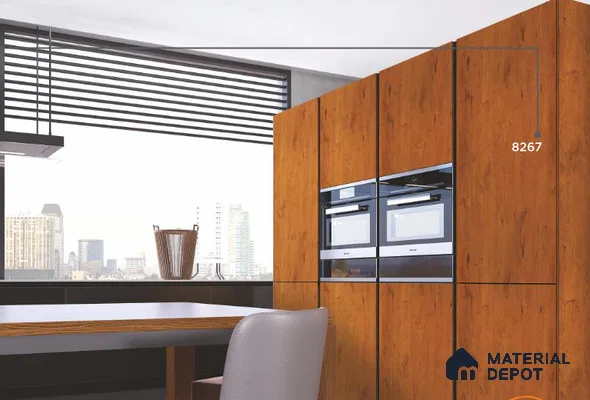 Wooden Look LM 03271 Paubrasilia 8 ft x 4 ft High Gloss Finish Decorative Laminate - 0.8 mm | Suitable for TV Unit, Wardrobe, Kitchen Cabinets
