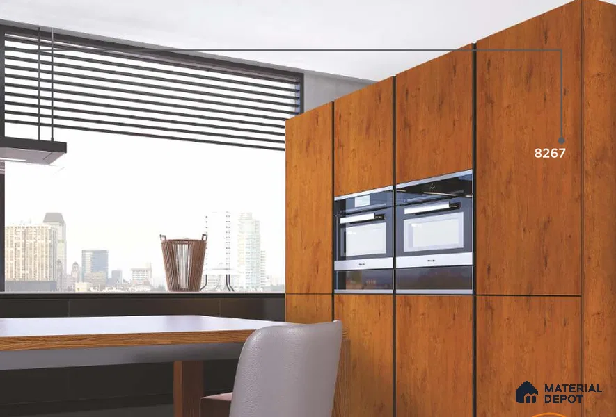 Wooden Look LM 03271 Paubrasilia 8 ft x 4 ft High Gloss Finish Decorative Laminate - 0.8 mm | Suitable for TV Unit, Wardrobe, Kitchen Cabinets