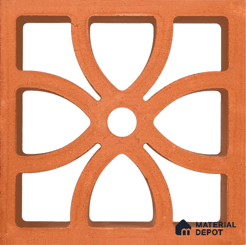 PTL-200 | Four Petal Terracotta Jali | 200 x 200 mm - 60 mm