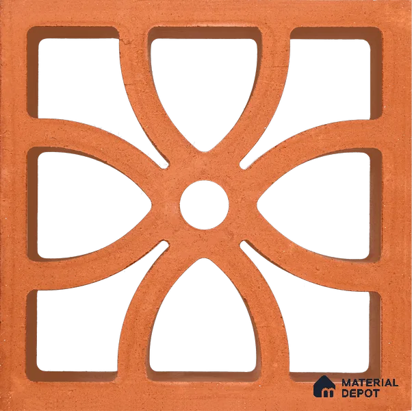 PTL-200 | Four Petal Terracotta Jali | 200 x 200 mm - 60 mm