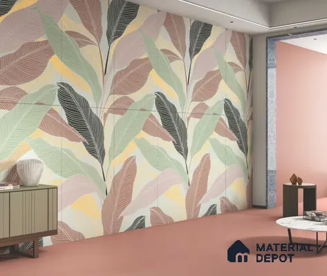 Tropical Wall Highlighter Tile TL 05746 Jewel Rosy Glow 4 ft x 2 ft Vitrified Matte Finish - 9 mm | Suitable for Living Room, Bedroom, Bathroom & Foyer