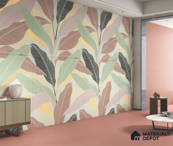Tropical Wall Highlighter Tile TL 05746 Jewel Rosy Glow 4 ft x 2 ft Vitrified Matte Finish - 9 mm | Suitable for Living Room, Bedroom, Bathroom & Foyer