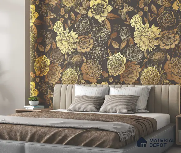 Floral Wall Highlighter Tile TL 05741 Jewel Timber Blossoms 4 ft x 2 ft Vitrified Matte Finish - 9 mm | Suitable for Living Room, Bedroom, Bathroom & Foyer