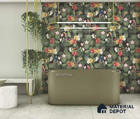 Tropical Wall Highlighter Tile TL 05745 Jewel Tropical Canopy 4 ft x 2 ft Vitrified Matte Finish - 9 mm | Suitable for Living Room, Bedroom, Bathroom & Foyer