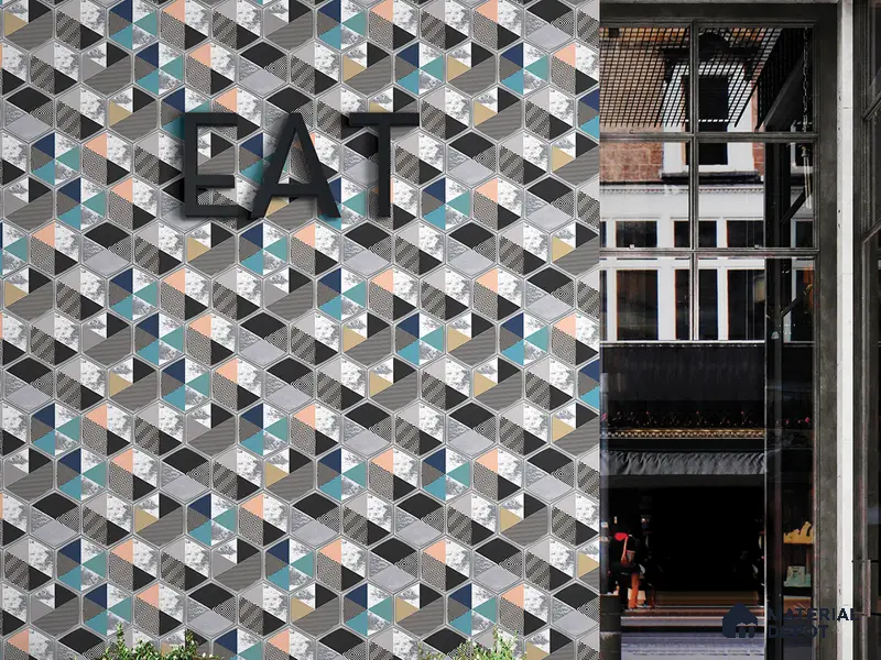 Hexagonal Wall Tile TL 05651 Matrix Prismatic Triad 6 x 6 inch Ceramic Matte Finish - 9 mm | 6 Random Faces | Suitable for Living Room, Bathroom, Kitchen & Backsplash