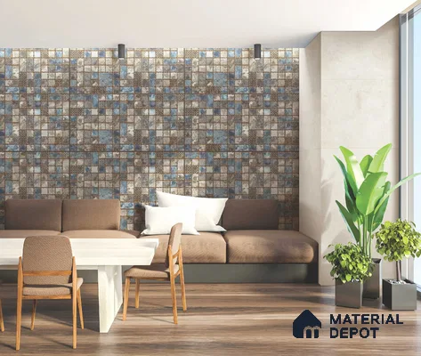 Highlighter Wall Tile TL 05735 Vitara Rusty Blue 4 ft x 2 ft Vitrified Matte Finish - 9 mm | Suitable For Bathroom, Accent/Feature Wall, Foyer