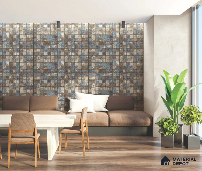 Highlighter Wall Tile TL 05735 Vitara Rusty Blue 4 ft x 2 ft Vitrified Matte Finish - 9 mm | Suitable For Bathroom, Accent/Feature Wall, Foyer