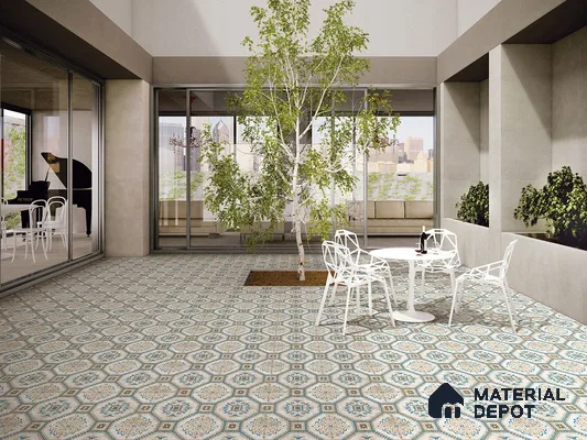Multifired Moroccan Floor & Wall Tile TL 05724 Radiance Gilded Tesserae 2 ft x 2 ft Vitrified Matte Finish - 9 mm | Suitable For Balcony, Kitchen, Dining Area