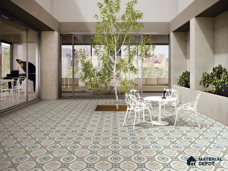 Multifired Moroccan Floor & Wall Tile TL 05724 Radiance Gilded Tesserae 2 ft x 2 ft Vitrified Matte Finish - 9 mm | Suitable For Balcony, Kitchen, Dining Area