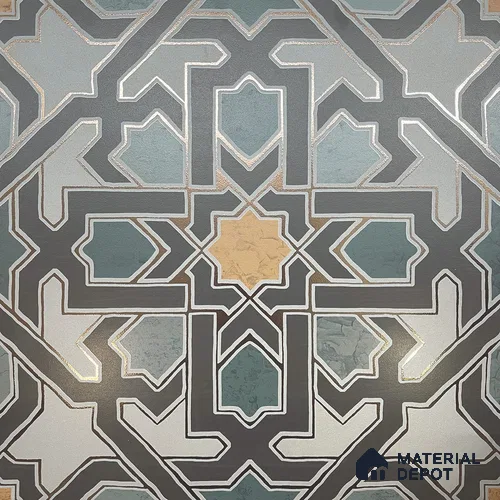 Multifired Moroccan Floor & Wall Tile TL 05728 Radiance Lime Scrollwork 2 ft x 2 ft Vitrified Matte Finish - 9 mm | Suitable for Living Room, Bathroom, Kitchen & Backsplash