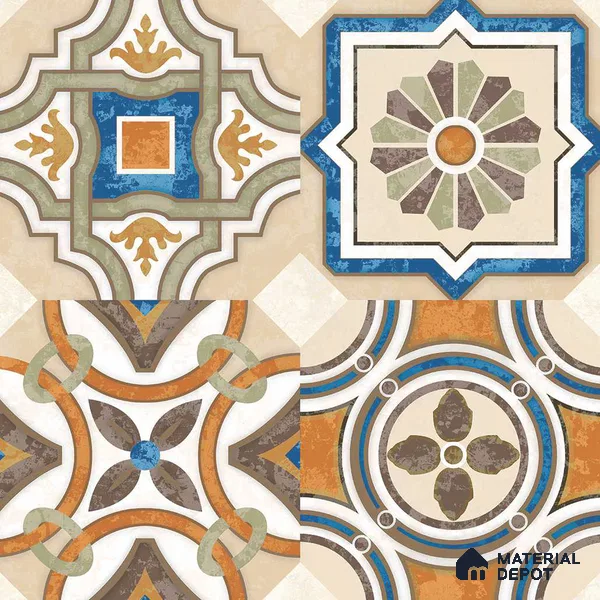 Multifired Moroccan Floor & Wall Tile TL 05726 B Radiance Pearl Gleam 2 ft x 2 ft Vitrified Matte Finish - 9 mm | Suitable For Kitchen, Balcony, Dining Area