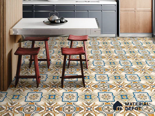 Multifired Moroccan Floor & Wall Tile TL 05726 B Radiance Pearl Gleam 2 ft x 2 ft Vitrified Matte Finish - 9 mm | Suitable For Kitchen, Balcony, Dining Area