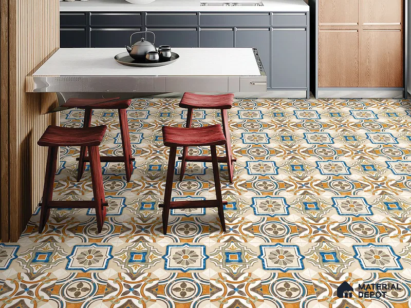 Multifired Moroccan Floor & Wall Tile TL 05726 B Radiance Pearl Gleam 2 ft x 2 ft Vitrified Matte Finish - 9 mm | Suitable For Kitchen, Balcony, Dining Area