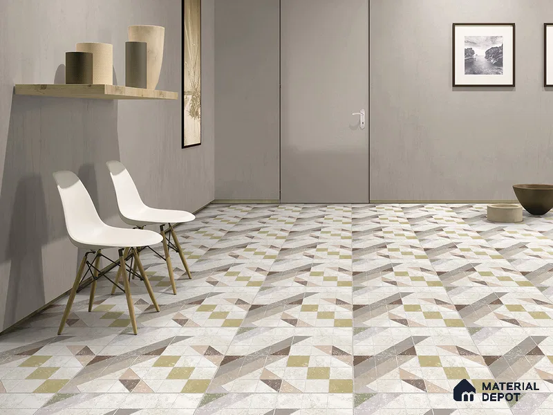 Multifired Moroccan Floor & Wall Tile TL 05721 C Radiance Groove Noir 2 ft x 2 ft Vitrified Matte Finish - 9 mm | Suitable For Kitchen, Accent/Feature Wall, Dining Area