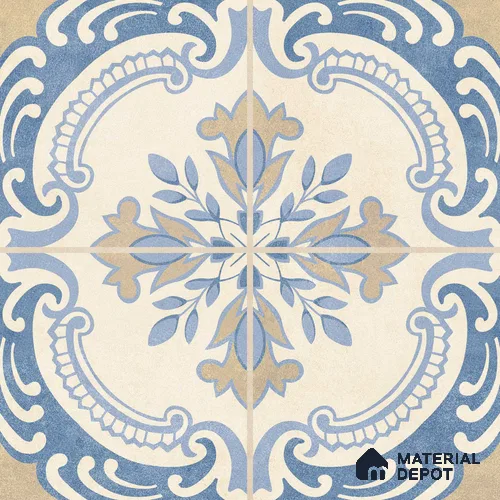 Multifired Moroccan Floor & Wall Tile TL 05707 Zellige Blue Mosaic 1 ft x 1 ft Vitrified Matte Finish - 9 mm | Suitable for Kitchen, Bathroom, Balcony