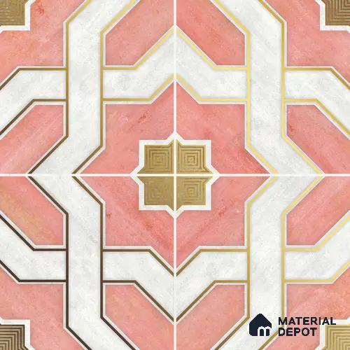 Multifired Moroccan Floor & Wall Tile TL 05663 Zellige Blush Damask 12 x 12 inch Vitrified Matte Finish - 9 mm | Suitable for Living Room, Bathroom, Kitchen & Backsplash