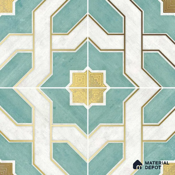Multifired Moroccan Floor & Wall Tile TL 05663 B Zellige Sage Damask 12 x 12 inch Vitrified Matte Finish - 9 mm | Suitable for Living Room, Bathroom, Kitchen & Backsplash