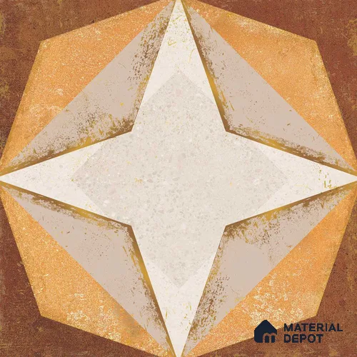 Multifired Moroccan Floor & Wall Tile TL 05675 Zellige Bright Star 1 ft x 1 ft Vitrified Matte Finish - 9 mm | Suitable for Kitchen, Bathroom, Balcony