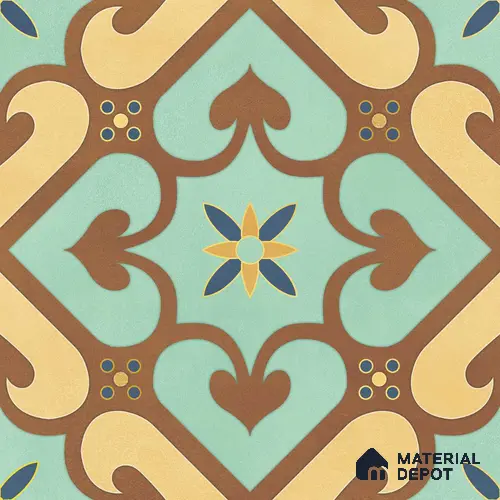Multifired Moroccan Floor & Wall Tile TL 05678 Zellige Cerulean Lattice 12 x 12 inch Vitrified Matte Finish - 9 mm | Suitable for Living Room, Bathroom, Kitchen & Backsplash